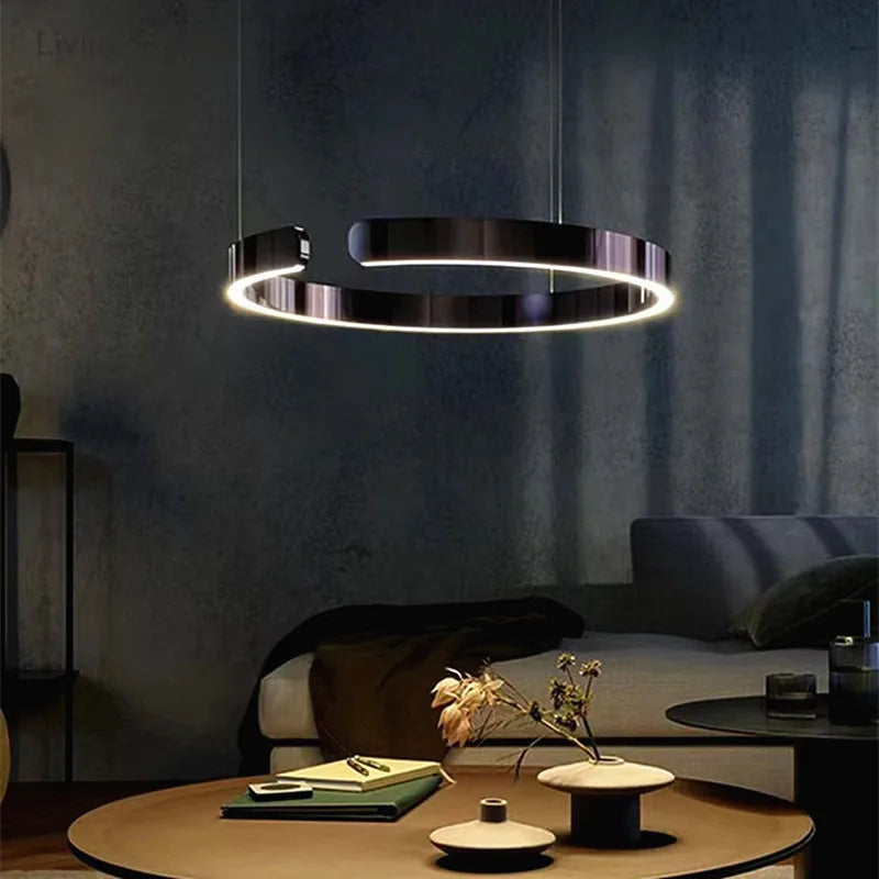 Modern Nordic LED Pendant Lamp for Living/Dining Room Chandelier - Dimmable, Black/Gold, 3-Year Warranty