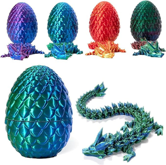 3D Printed Dragon & Egg: Articulated Crystal Dragon for Home & Office Decor