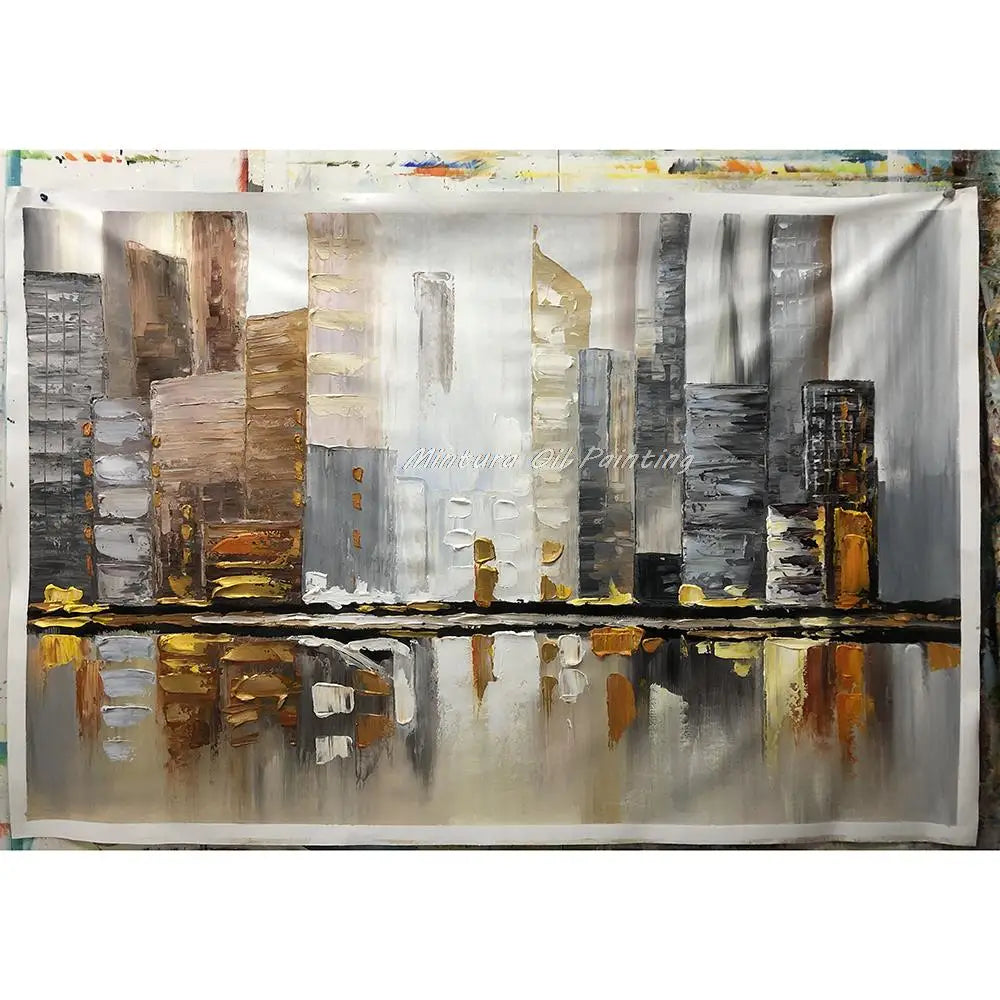 Modern Hand-Painted Cityscape Canvas - Free Shipping Worldwide - Mintura