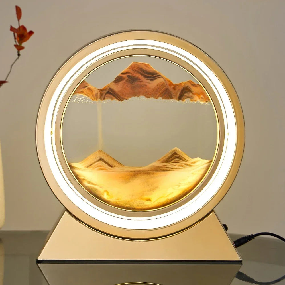 3D Moving Sand Art Lamp for Home Decor - USB Powered, Stress-Relieving, Crystal Clear Glass Frame