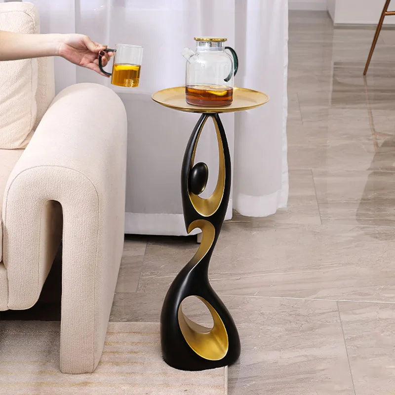 Modern Nordic Resin Side Table for Living Room Decor - Handcrafted Luxury Furniture with Storage Function