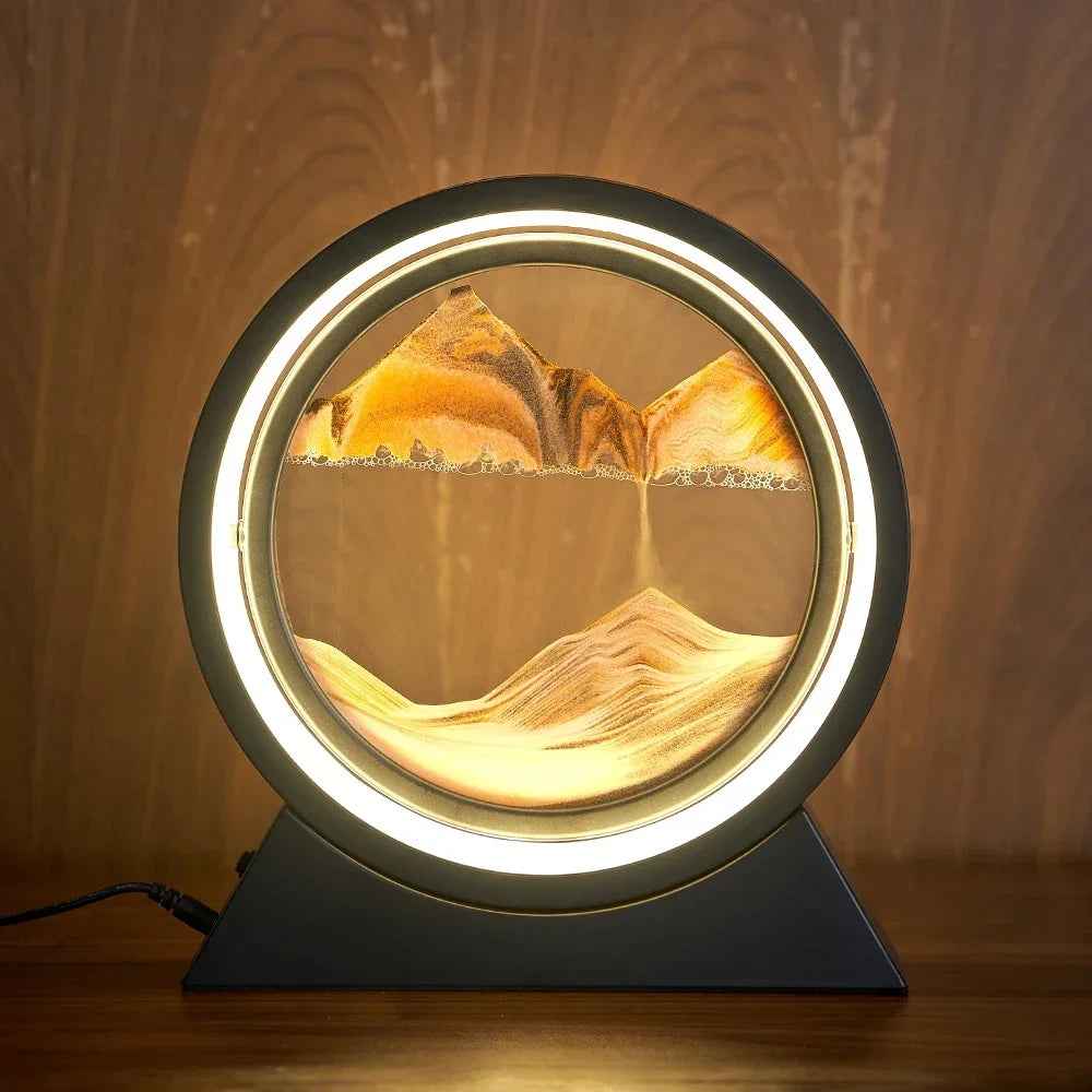 3D Moving Sand Art Lamp for Home Decor - USB Powered, Stress-Relieving, Crystal Clear Glass Frame