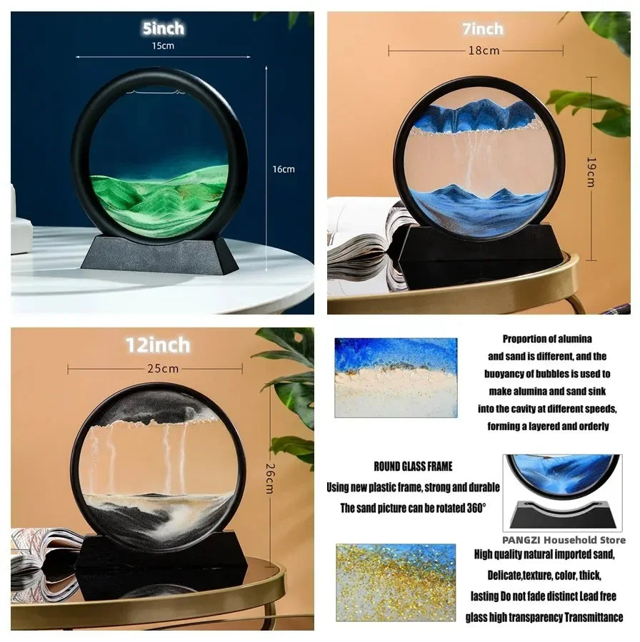 Deep Sea Sandscape Hourglass - 3D Moving Sand Art for Office & Home Decor