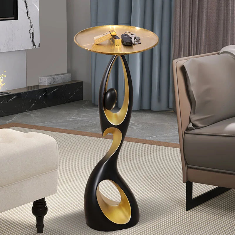 Modern Nordic Resin Side Table for Living Room Decor - Handcrafted Luxury Furniture with Storage Function