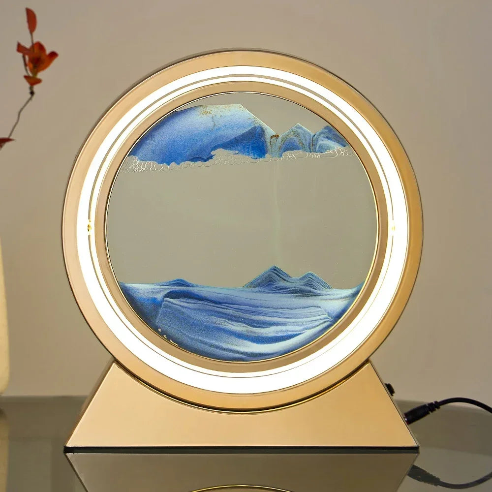 3D Moving Sand Art Lamp for Home Decor - USB Powered, Stress-Relieving, Crystal Clear Glass Frame