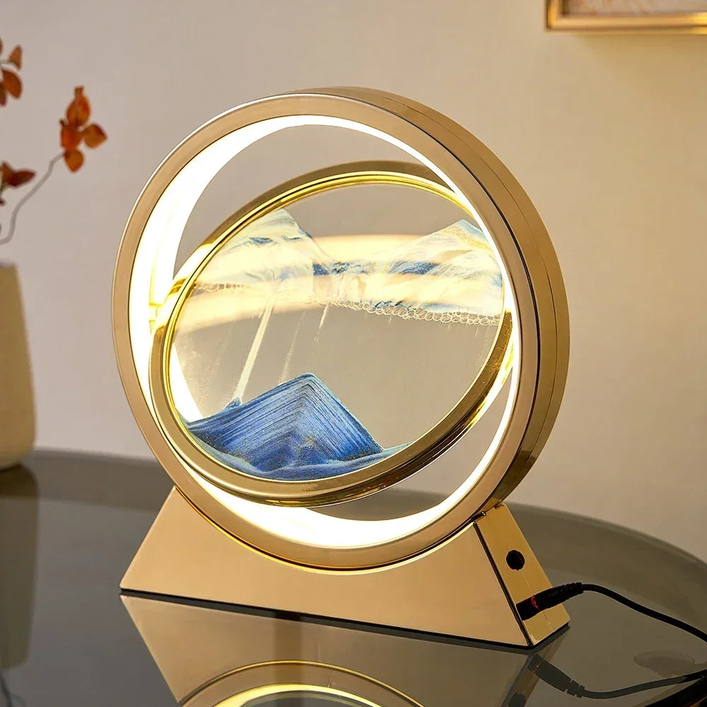 3D Moving Sand Art Lamp for Home Decor - USB Powered, Stress-Relieving, Crystal Clear Glass Frame