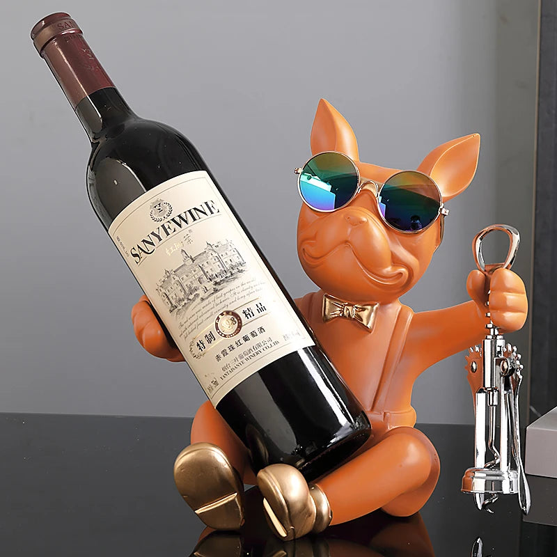 French Bulldog Wine Rack Statue - Home Decor & Accessories with Free Corkscrew Opener!