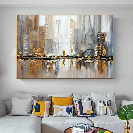 Modern Hand-Painted Cityscape Canvas - Free Shipping Worldwide - Mintura