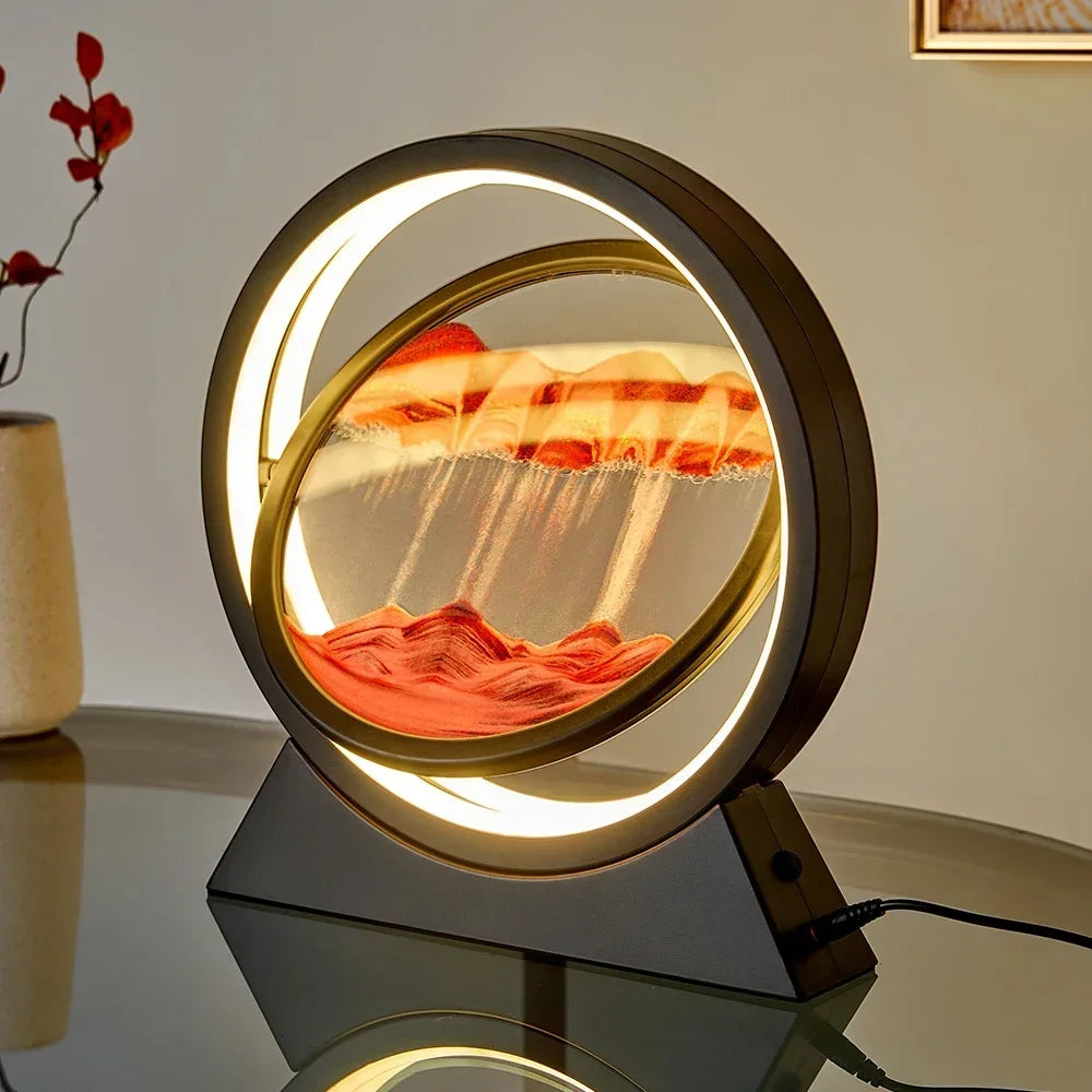 3D Moving Sand Art Lamp for Home Decor - USB Powered, Stress-Relieving, Crystal Clear Glass Frame