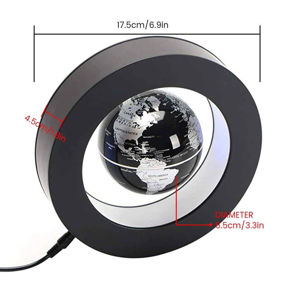 Floating LED World Map Globe - Magnetic Levitation Lamp for Home Decor, Novelty Night Light, Birthday Gift