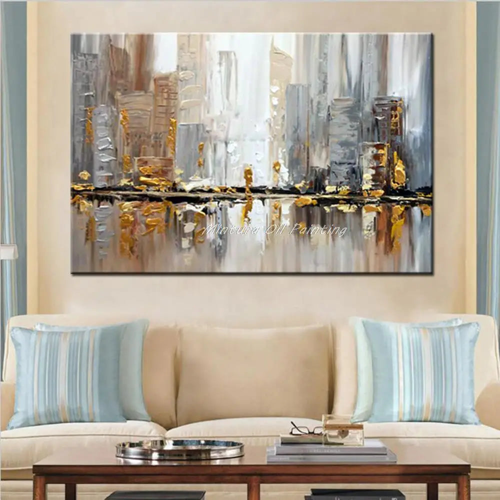 Modern Hand-Painted Cityscape Canvas - Free Shipping Worldwide - Mintura