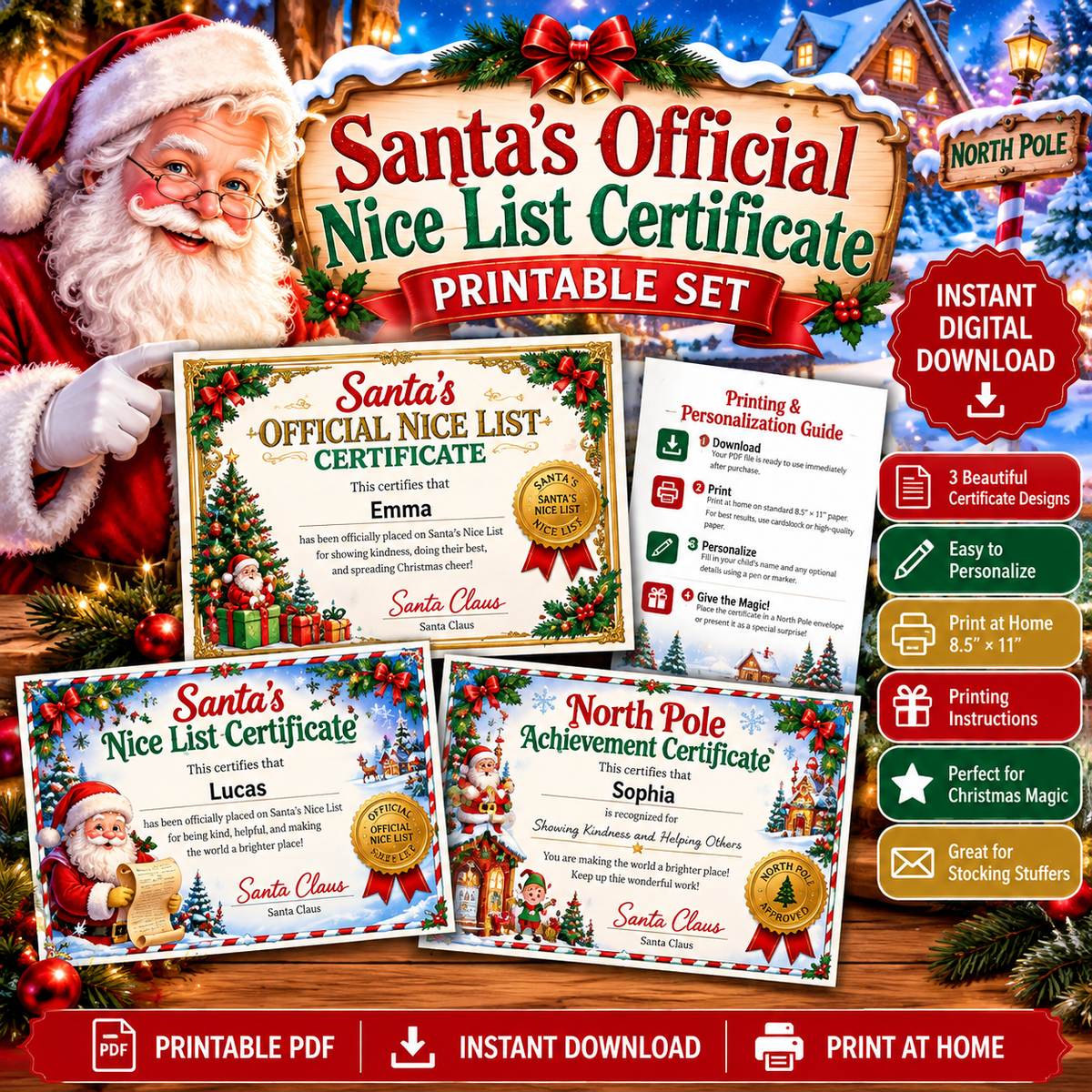 Santa’s Official Nice List Certificate | Printable Kit