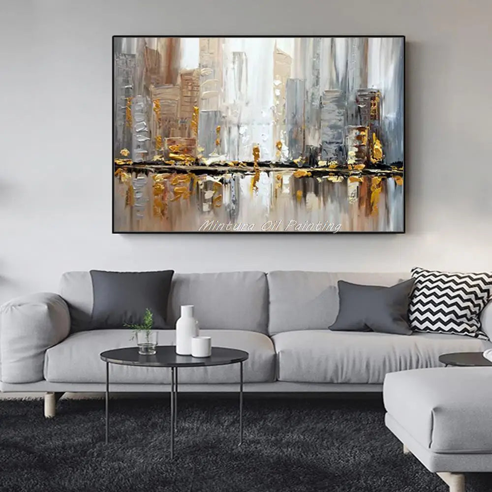 Modern Hand-Painted Cityscape Canvas - Free Shipping Worldwide - Mintura