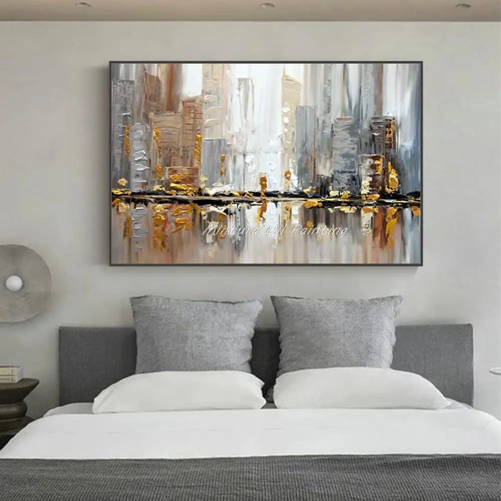 Modern Hand-Painted Cityscape Canvas - Free Shipping Worldwide - Mintura