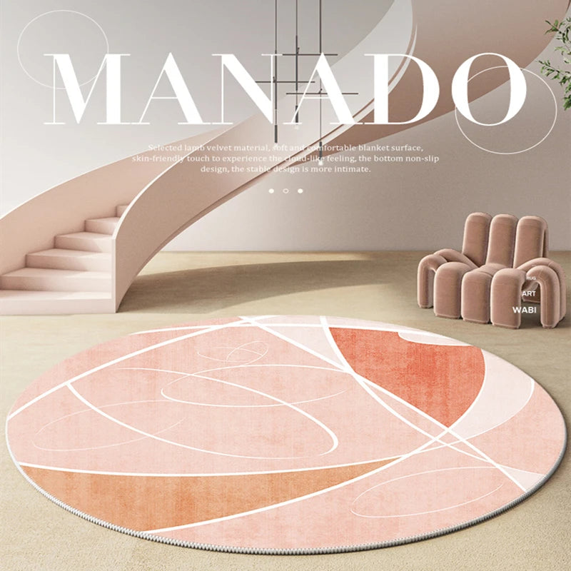 Nordic Style Pink Round Carpets - Soft, Non-Slip, Customizable - Perfect for Living Room, Bedroom, Bathroom - Fast Shipping!