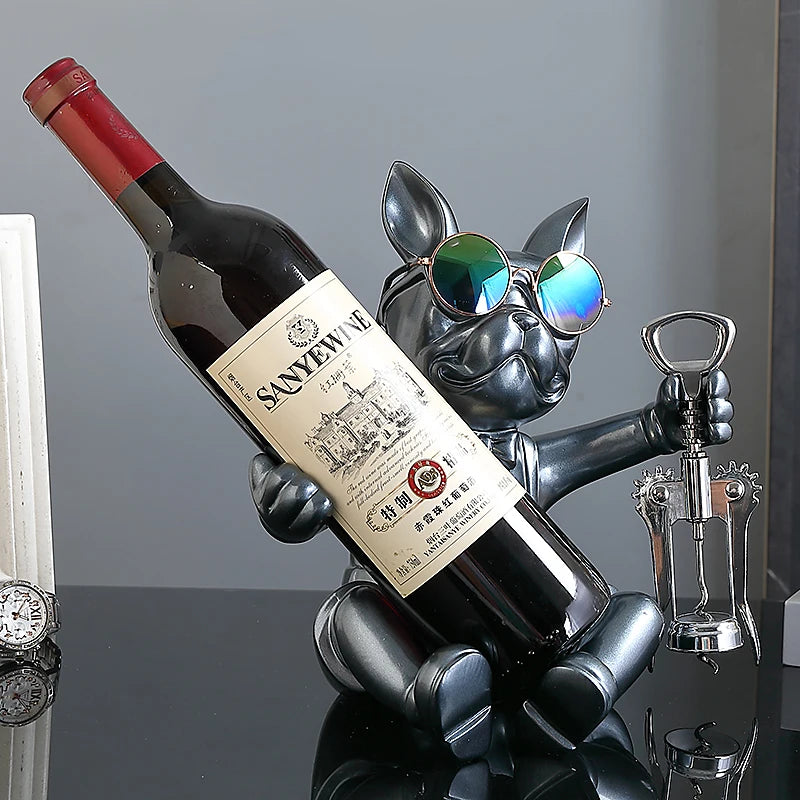 French Bulldog Wine Rack Statue - Home Decor & Accessories with Free Corkscrew Opener!