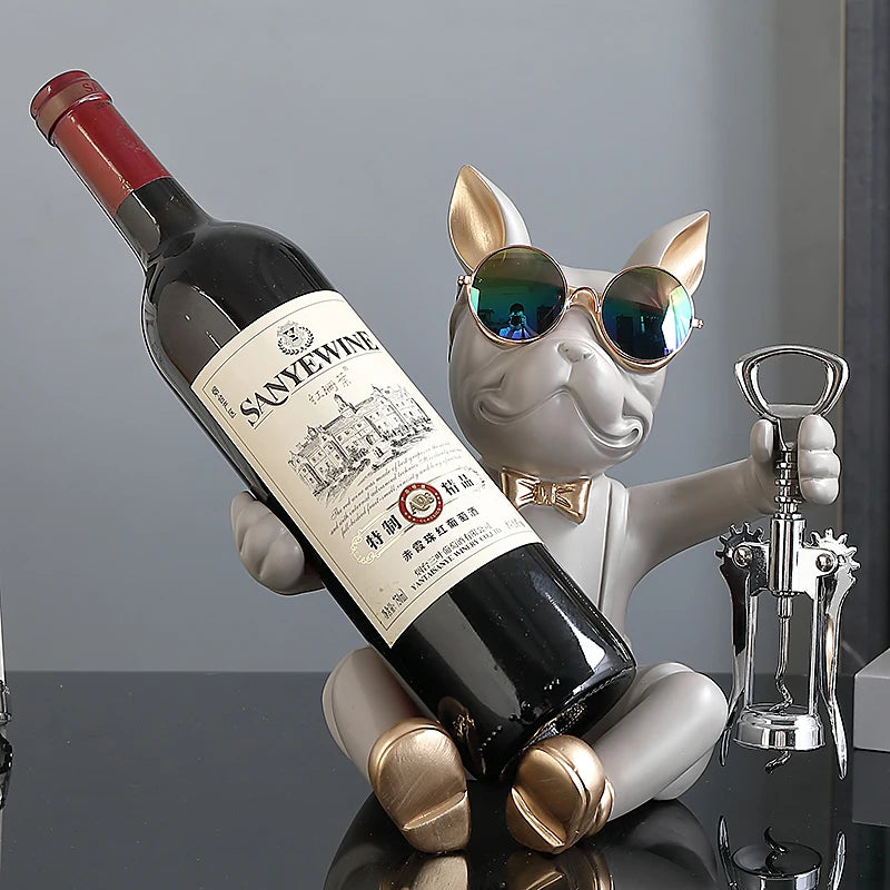 French Bulldog Wine Rack Statue - Home Decor & Accessories with Free Corkscrew Opener!