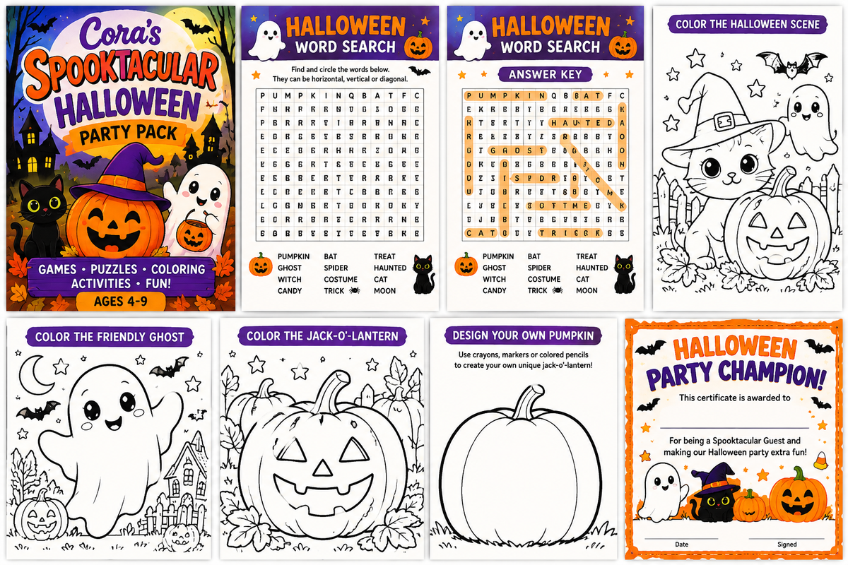 Cora's Spooktacular Halloween Party Pack | 22 Printable Pages