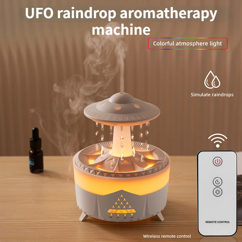 Raindrop Humidifier with Aromatherapy, Essential Oils, Nightlight - Perfect for Relaxation, Sleep, and Meditation